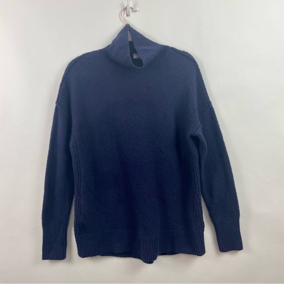 Gap Brushed Turtleneck Navy Wool Blend Relaxed Collar & Sleeves Large - Picture 1 of 14